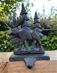 Stocking hanger eland met dennenbomen, kasthaak, gietijzer XM161