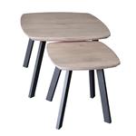 Eikenhouten hoektafel 40x40x39cmH / Metaal