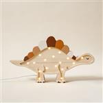 Houten decoratieve lamp - Dino Stegosaurus - Naturel 2xAA batterijen (zonder dimfunctie of afstandsb