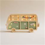 Houten decoratieve lamp - Hippie Van - Groen 2xAA batterijen (zonder dimfunctie of afstandsbediening