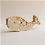 Houten decoratieve lamp - Walvis -Bloemen 2xAA batterijen (zonder dimfunctie of afstandsbediening)