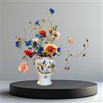 Brocante - bloemen vaas  - met kunstbloemen - 55cm hoog