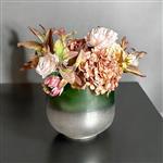 Kunstbloemen - Zijden bloemstuk - in glazen pot - 45 cm - Hotel Chique