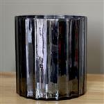 PTMD waxinelicht - geolied zwart glas - 15cm - vaas -