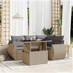 vidaXL 5-delige Loungeset met kussens poly rattan beige
