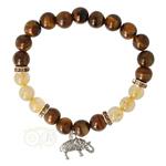 Armband tijgeroog / rutielkwarts met olifant