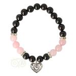 Armband granaat/rozenkwarts met hartje