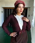 The House Of Foxy, Datemaker Cardigan in Eggplant.
