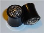 Stretcher Plug Hoorn Ingelegd met Zilver 8 mm.