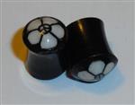 Stretcher Plug Hoorn Ingelegd met Bloem Motief 8 mm.