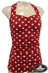 Aloha Beachwear, Vintage Pinup Badpak Red Polkadot.