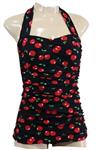 Aloha Beachwear, Vintage Pinup Badpak Black Cherry in Small.