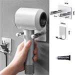 Muurbeugel houder RVS met stekker houder zilver geschikt voor Dyson supersonic haardroger föhn HD01 