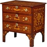 Antieke kasten / Kleine Hollandse barok commode 18e eeuw  4-zijdig rijkelijk van marqueterie voorzie
