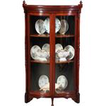 Antieke kast / Kwartronde hoekkast in mahonie ca. 1890 met gebogen ruiten (No.722117)