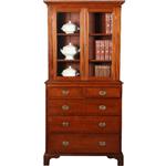 Antieke kast / Boekenkast / Servieskast in mahonie ca. 1880 met oud glas en laden in de onderkast (N