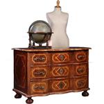 Antieke ladenkast / Rococo commode ca. 1745 orgelgebogen en met rijk inlegwerk (No.781997)