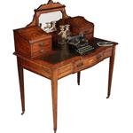 Antieke bureau zeer elegant palissander damesbureau rijk ingelegd ca. 1860 met leer en brons (No.911