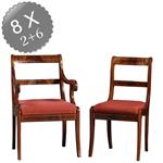 8 antieke stoelen nieuwe stof naar keus  Frankrijk ca 1925 mahonie  2 met armeuningen (No.911830)