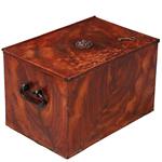 Geldkist of strongbox Engeland ca 1875 IJzer gehout in bloemmahonie met sleutel (No.921335)