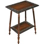 Wonderlijke bijzettafel met 2 bladen met reliëflijstwerk 1870-1890 (No.993904)