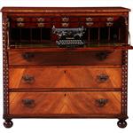 Commode laat Victoriaans met bureau en groen ingelegd leder schrijfblad ca 1890 (No.211110)