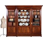 Strakke grote driedeurs Boekenkast Servieskast Laat Biedermeier ca 1840 deels gesloten mahonie en bl