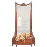 Antieke spiegels / reusachtige halspiegel met jardinière ca. 1875 Hollands mahonie (No.411569) Hoogt