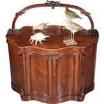 Antieke kast / lage mahonie kast / dressoir met spiegel serpentine  shaped ca. 1870 met spiegelwand 