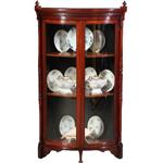 Antieke kast / Kwartronde hoekkast in mahonie ca. 1890 met gebogen ruiten (No.722117)