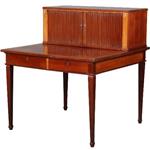 Antieke mahonie werktafel in Louis Seize stijl ca. 1890 met 2 grote laden en een opzetkast (No.76241