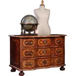 Antieke ladenkast / Rococo commode ca. 1745 orgelgebogen en met rijk inlegwerk (No.781997)