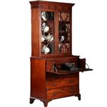 Antieke kasten / Buro-Bookcase, schrijfklep met groen leer ingelegd, mahonie ca. 1820 (No.820311)#