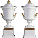 Antiek Varia / Stel van 2 grote deksel coupes wit porselein met goud Rosenthal ca 1910 (No.840176)