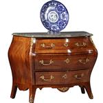 Gebombeerde commode in Rococostijl ca 1920 grijs geaderd marmerblad (No.962660)