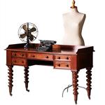 Victoriaanse mahoniehouten schrijftafel ca 1870 met gedraaide poten en kleine opstaande rand (No.211