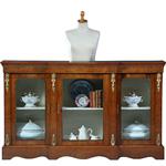 Credenza vitrine met 3 beglaasde deuren ca 1870 notenhouten fraaie nerf (No.230220)