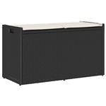 vidaXL Opbergbank met kussen voor buiten 100 cm poly rattan zwart