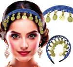 Blauwe Hoofdband Gouden Munten