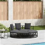 vidaXL Loungebed voor buiten zonder luifel poly rattan zwart