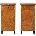 Stel van 2 blonde nachtkastjes zeer strak Biedermeier berkenwortel ca 1825 (No.231630)