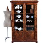 Strakke Biedermeier boekenkast / servieskast in bloemmahonie met verstelbare planken (No.231635)