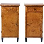 Stel van 2 blonde nachtkastjes zeer strak Biedermeier berkenwortel ca 1825 (No.231630)
