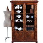Strakke Biedermeier boekenkast / servieskast in bloemmahonie met verstelbare planken (No.231635)