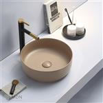 Gekleurde ronde waskom mat zand beige