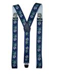 Donkerblauwe Bretels met Edelweiss bloemen en extra sterke clips