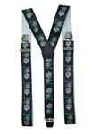 Groene Bretels met Edelweiss bloemen en extra sterke clips