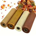 Deco Mesh Metallic Set Goud en Crèmetinten Voor Kransen en Inpakken Decomesh