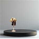 Kunst bloemen - in glas op voet - roosjes en gipskruid