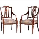 Stel armstoelen met zeer fraai ingelegde medaillons ca 1900 incl stoffering naar wens (No.212805)